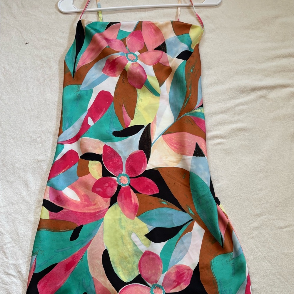 Forever 21 Pink and Green Spaghetti Strap Sundress